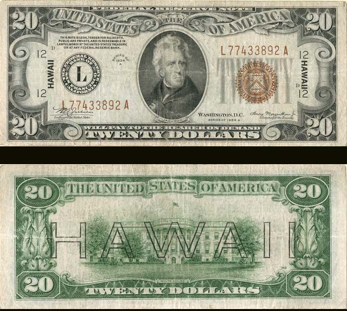 Federal Reserve Bank - 1934 dated Hawaiian Banknote - Currency